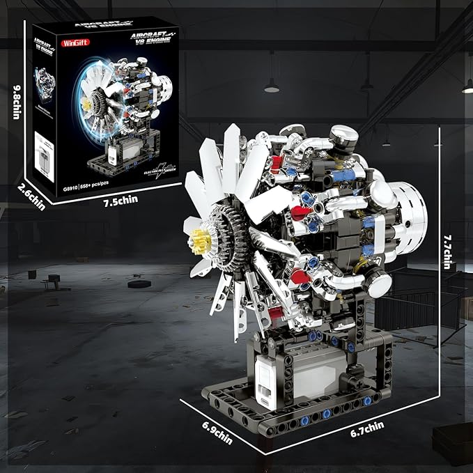 Turbojet Engine Building Set Aircraft Engine Model kit That Run Build Your Own Mini Aircraft Model Engine Kit with Motor STEM Mechanical Physical Science Educational Toys for Kids Adults (558 PCS)