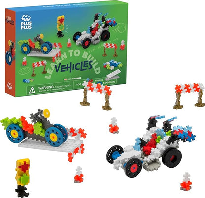 PLUS PLUS - Learn to Build Vehicles 360 Pieces - Construction Building Stem / Steam Toy Interlocking Mini Puzzle Blocks for Kids