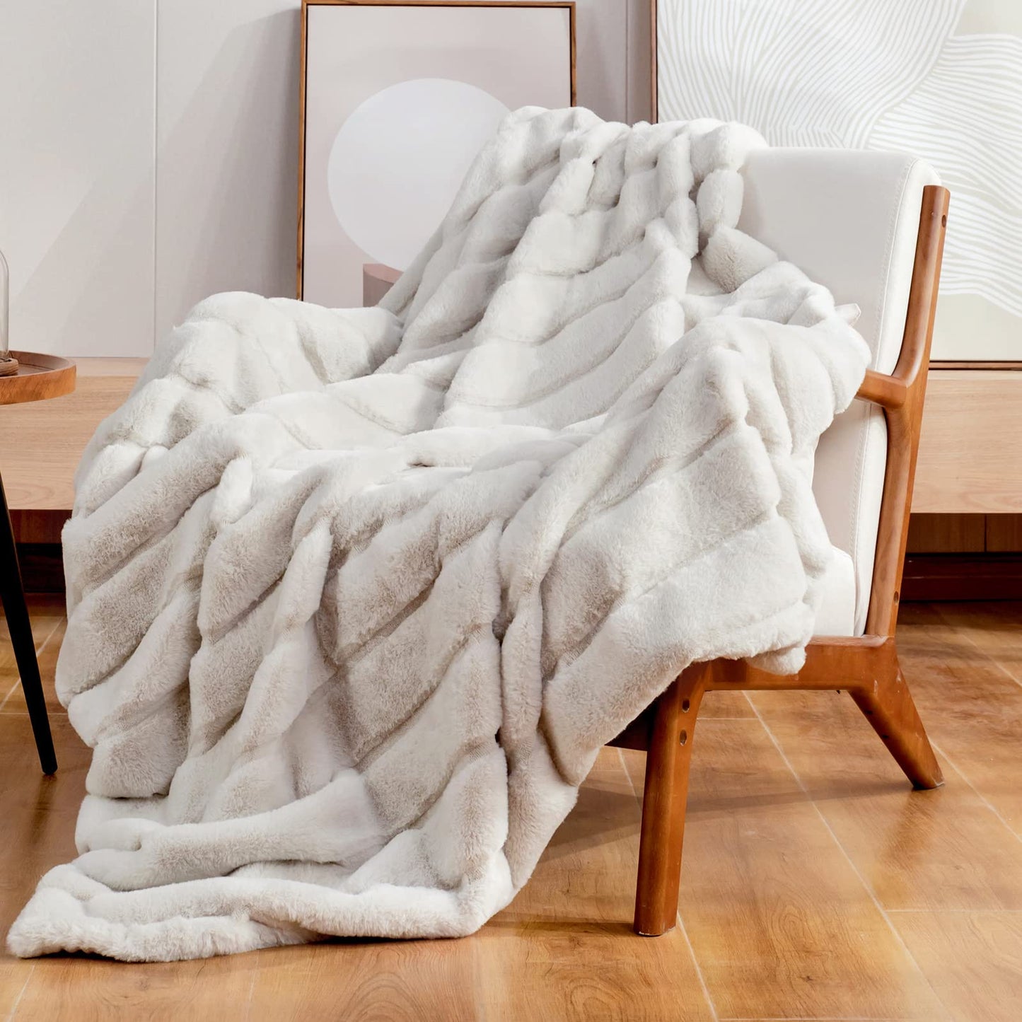 Cozy Bliss Faux Fur Throw and Leopard Print Faux Fur Throw Blanket