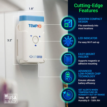TEMPIQ Remote WiFi 2-Pack Temperature & Humidity Sensor - App Integration, Alerts, Helps Monitor 2nd Home, AirBnb, RV, Pets,Freezer and Server Room, Indoor & Outdoor Hygrometer & Thermometer