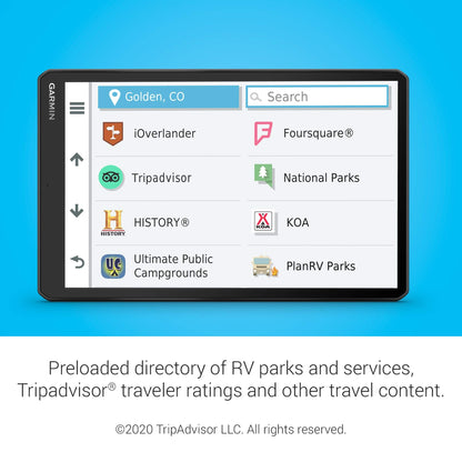 Garmin RV 1090, 10" RV Navigator, Edge-to-Edge Display, Custom Routing for Size and Weight of Your Trailer