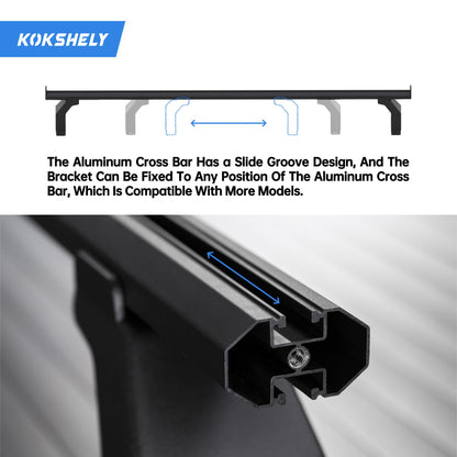 KOKSHELY 71.3’’ Adjustable Truck Bed Rack Cross Bars(2-Pack) for Full-Size Trucks, T-Slot Tonneau Cross Bars| Aluminum Cross Bar with Top Slide Mount | Compatible with Kayak Racks, Bike Racks & More