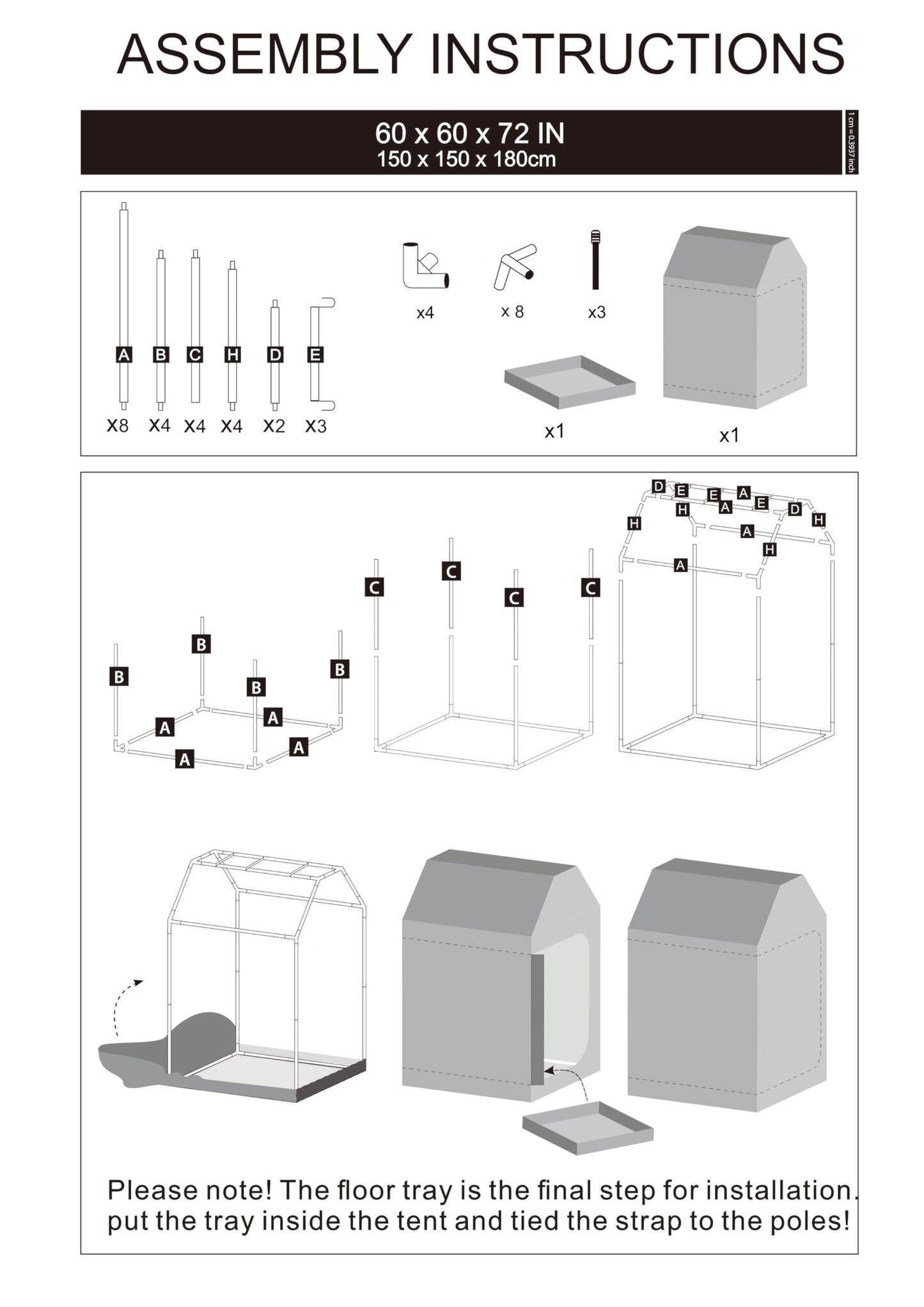 5x5 Grow Tent, 60"x60"x72" Roof Cube Plant Grow Tent, Indoor Growing Tent with Observation Windows, Lightproof Roof Cube Tent with Floor Tray, Mylar Hydroponic Tent