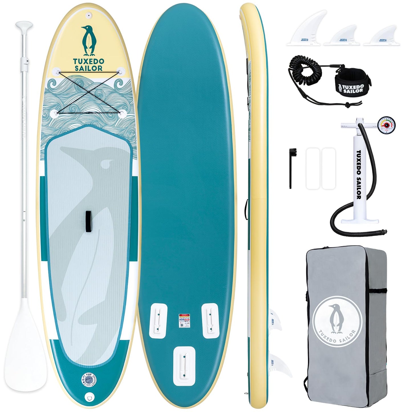Tuxedo Sailor 10'6"×33"×6" Inflatable Stand Up Paddle Board with Premium SUP Accessories,Adults & Youth for All Skill Levels, Included with Board, Paddle, Pump, Fins, Backpack Green Paddleboard