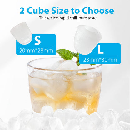 Aeitto Ice Maker Countertop 26lbs/24H, 8 Ice Cubes 2 Sizes of Bullet Ice Ice Machine Ready in 6 Mins, Portable Ice Makers with Basket & Scoop, Auto Self-Cleaning for Home/Kitchen/Office Stainless