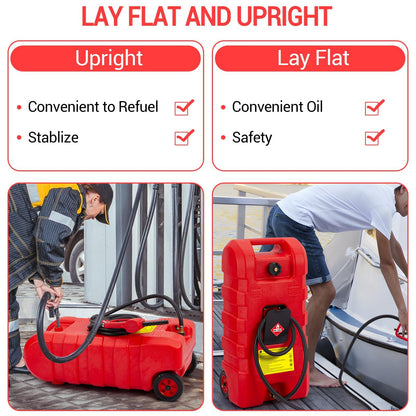 PeacefulHues Upgraded 16 Gallon Gas Tank, Heavy-Duty Fuel Can with Manual Transfer Pump & 10FT Hose, Portable Gas Can with Casters, Leak-Proof Gas Container for Lawn Mowers, Tractor, Boat, Snow Blow