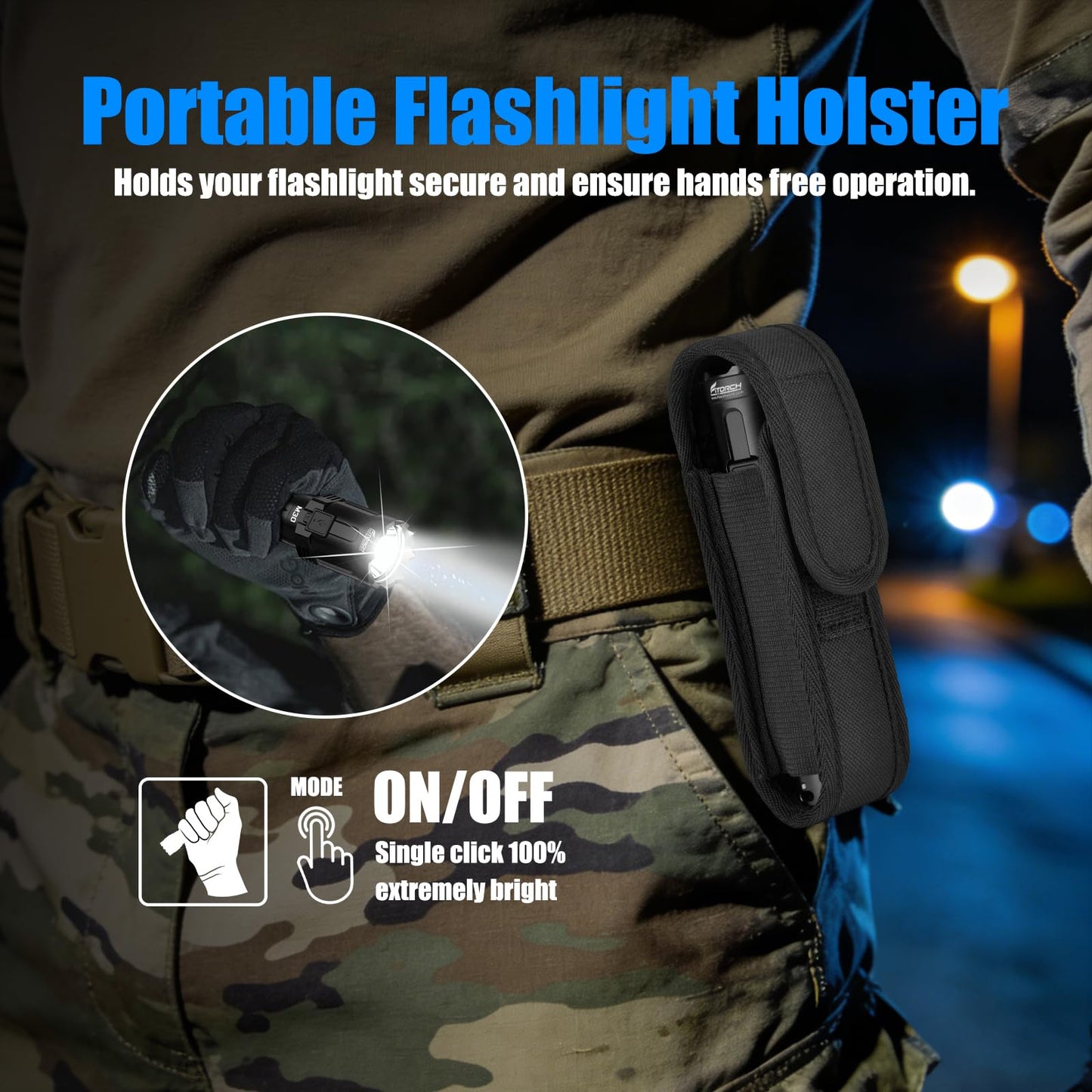 SAONOX M30 Tactical Flashlight-3300 High Lumen Duty Belt Flashlight for Law Enforcement,Police EDC Flashlights with Holster Tactical Gear