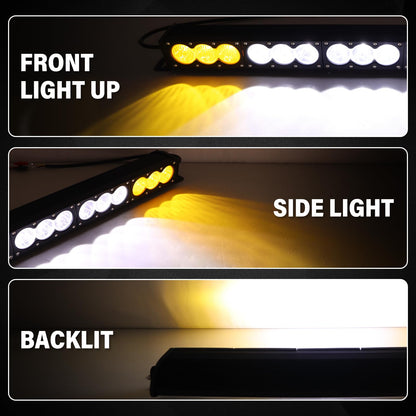 Willpower 32 inch LED Light Bar Single Row White Amber Dual Color 180W Off Road Light Bar Spot Flood Combo LED Work Light Truck UTV 4x4 Cars SUVs ATVs Boats Fog Driving Light with Wiring Harness kit