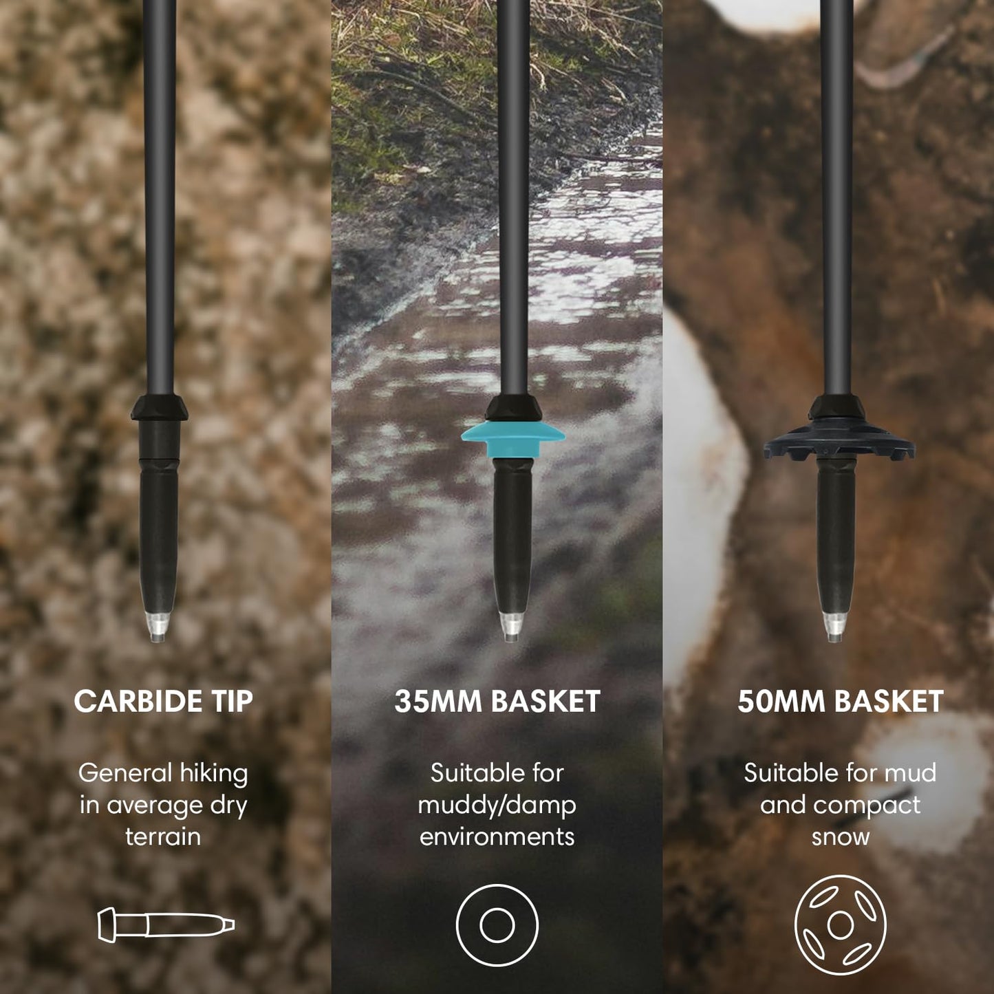 Fizan Ultrax Carbon Fiber Trekking Poles – Ultralight 7.6 oz, Backpacking, Bikepacking, Thru Hiking Trails, Adjustable, Collapsible to 14.5 in, Customized Fit, Foam Grips, Walking Sticks