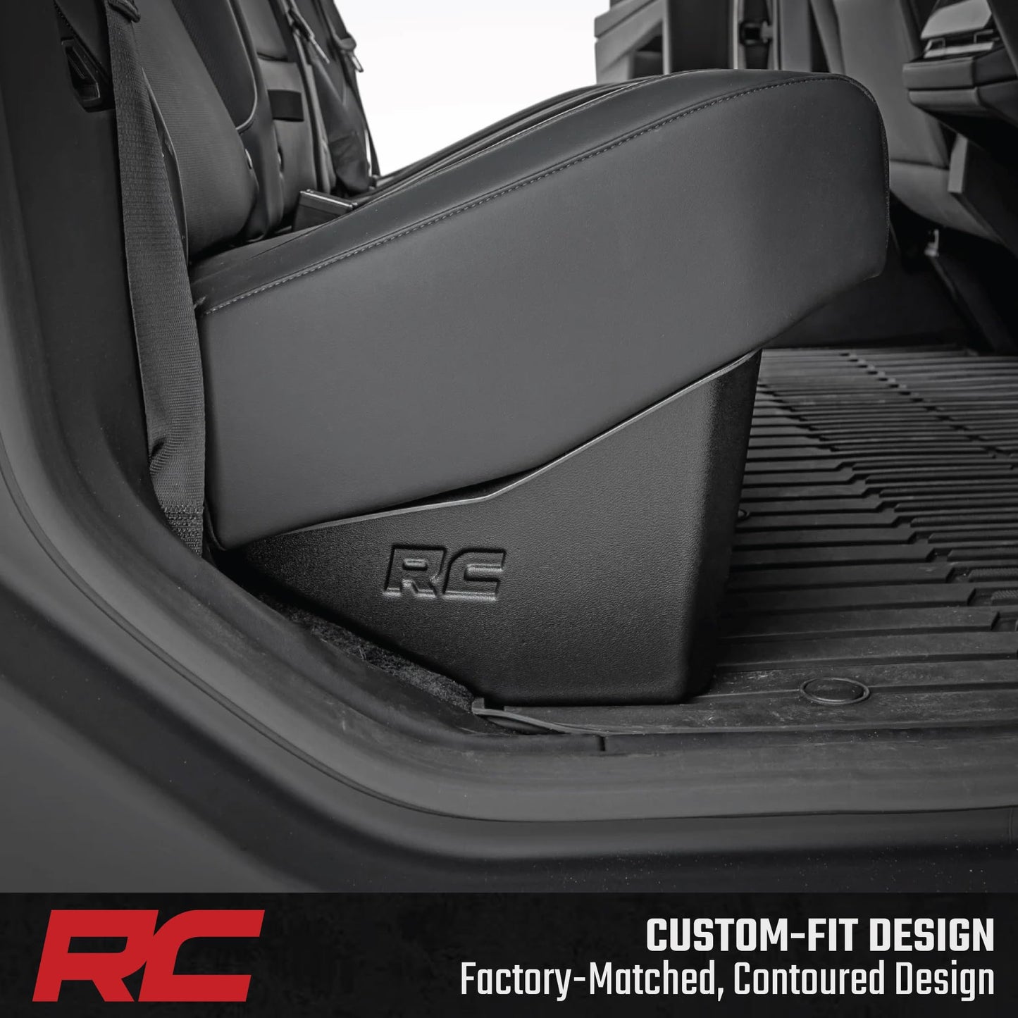 Rough Country Under Seat Storage Tray for Tesla Cybertruck (2024-2005) - Custom-Fit Rear Seat Organizer, High-Density Thermoplastic, Anti-Skid Cargo Tray