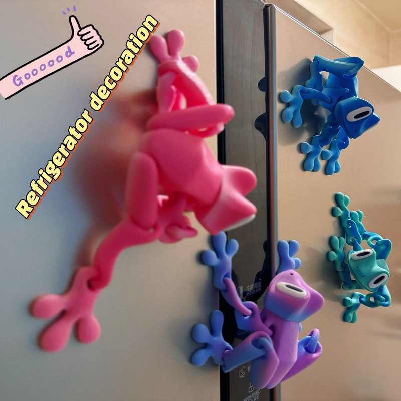3D Printed 7.92-inch Magnet Frog Toy, Articulated 3D Printed Animals Toys, Can be Used for Refrigerator/Car Decoration. (Red+Blue)
