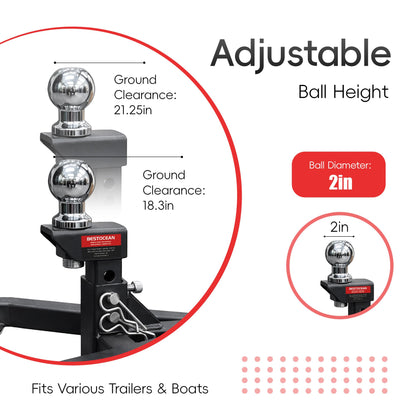 BESTOCEAN Trailer Dolly, 3500 lb Tongue Weight Capacity, Heavy Duty Trailer Mover Dolly with 2 inch Ball, Angle Adjustable, 8'' PU Swivel Wheels with Brakes, for RV, Boat, Camper & Utility Trailers