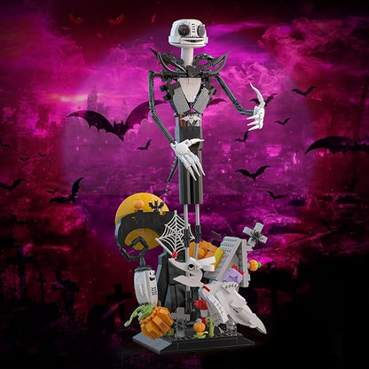 Xbert Skeleton Halloween Toy Building Set Nightmare Before Christmas Halloween Decor PumpkinCrucifix Cobweb Ghost Dog Jack Skellington Haunted Horror Building Blocks Sets Halloween 2025