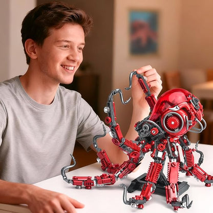 Mechanical Octopus Building Sets for Adult Ocean Animal Collection Toy with Display Stand and Light Home Office Decor and Idea Gift for Teen 14+(882PCS)