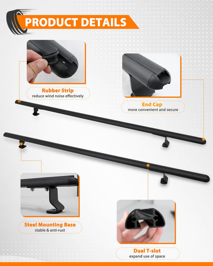 MELIPRON 50" Truck Cap & Topper Ladder Roof Rack Adjustable Van Rack for Kayak Canoe Lumber Pipe(Max Load 500lbs)