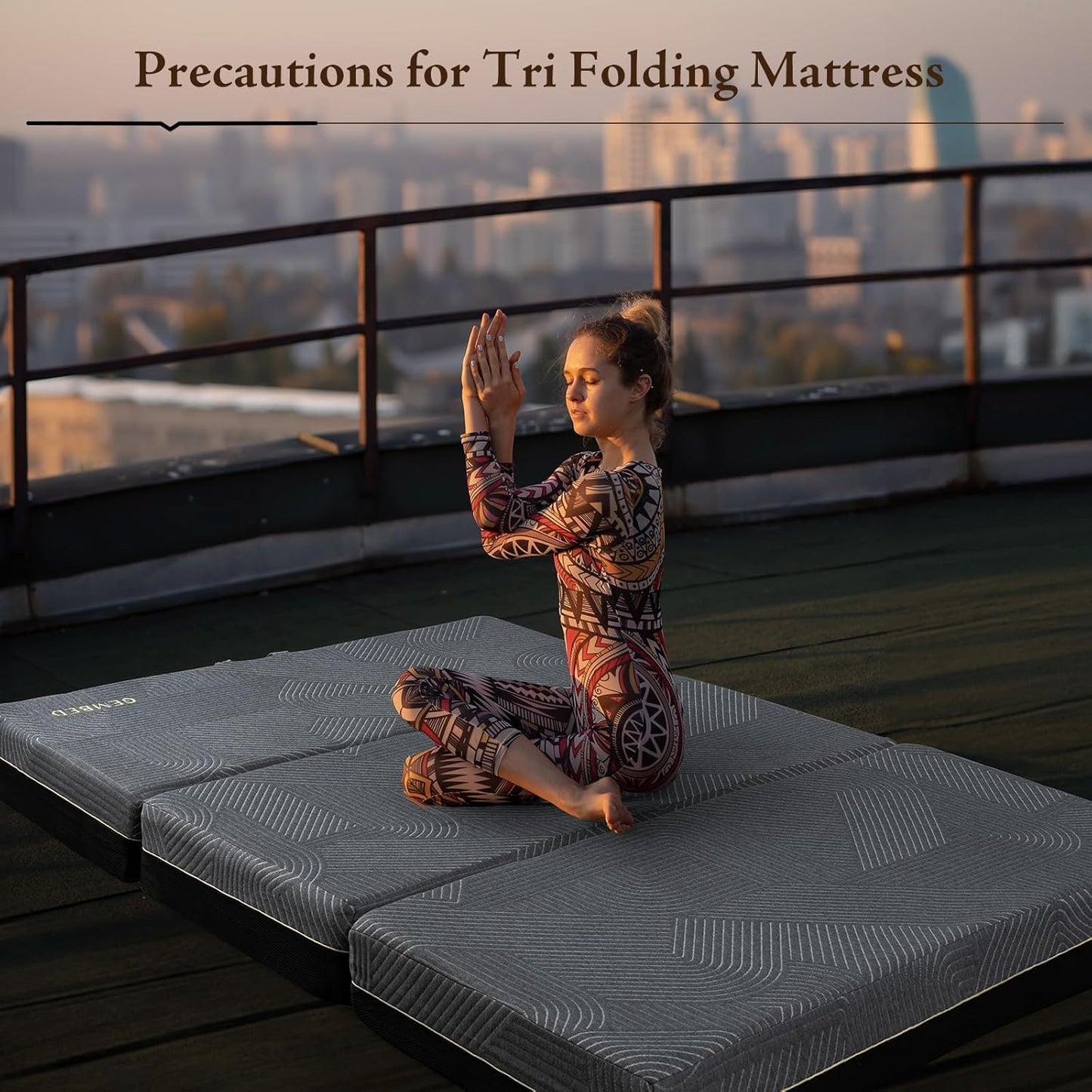 GEMBED Tri Folding Mattress Queen Size - Memory Foam Tri-fold Handle & Non-Slip Bottom, Portable Foldable Sofa Bed Floor Chair for Travel RV Camping Guest Yoga - 6 Inch, 78"x58"x6"