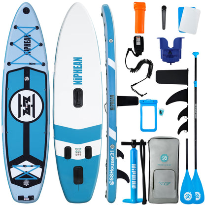 Niphean (Extra Large) Inflatable Paddle Board, SUP for 2+1 People/Family, Stand Up Paddle Board with (Beginner Friendly), Waterproof Phone Pouch, Paddle Boards for Adults, Gift Ideas
