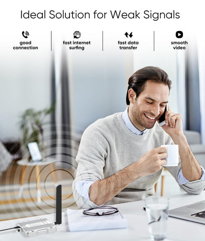 Cell Phone Booster for Home Up to 3,000 sq ft, Cell Booster Data for Band 4/12/17/13/5/25/2, Cell Signal Booster for All U.S. Carriers Verizon, AT&T, T-Mobile-5G 4G LTE 3G FCC Approved