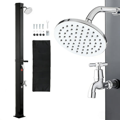 VEVOR Solar Shower, 9.2 Gal, 6.4FT Showerhead Height Outdoor Shower, Black, with Handheld & Foot Faucet, Hot & Cold Water Adjustment, Freestanding for Backyard Poolside Beach Pool