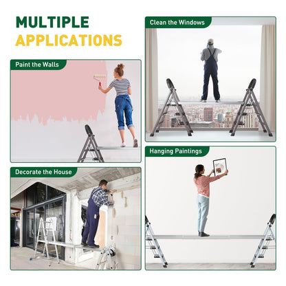 Telescoping Aluminum Work Plank Platform, 9-15 ft, 440 LB Capacity, Portable Adjustable Scaffold Plank with 12.5 in Wide Non Slip Surface for Painter Contractor