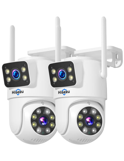 Hiseeu Wireless Security Cameras Outdoor, 5G & 2.4G WiFi Pro, Wireless Home Security Camera System, Dual Lens, 360° Pan & Tilt, Auto Tracking, Color Night Vision, 1TB HDD No Subscription, Need Plug In