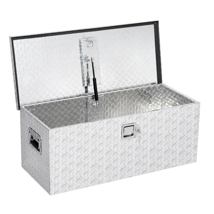 Truck Bed Tool Box – Heavy Duty Aluminum, Waterproof & Lockable Storage for Pickup Beds, RVs & Trailers – Secure Organizer with Side Handles, Gas Strut Lid, Bed-Mounted (with two small box)