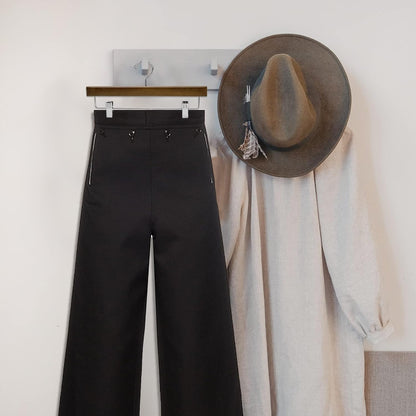 Nature Smile Wooden Pants Hangers with Clips - 10 Retro-Style Trousers Holders