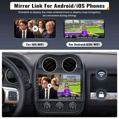 [2GB+64GB] Android 13 Car Radio for Jeep Compass Patriot 2010-2016 with Wireless Carplay Android Auto,10.1 ' 1080P Touchscreen Head Unit Bluetooth WiFi GPS 26-UI Mirror Link SWC Rear Cam+ USB Canbus