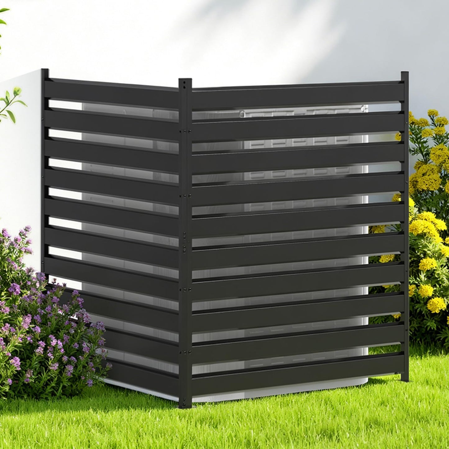 42" H x 38" W (2 Panels) Air Conditioner Fence Screen, Outdoor Privacy Screen Panels, Decorative Garden Fences for Hiding AC Units & Trash Cans, Patio Balcony Garden Decor