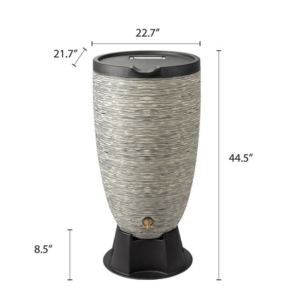 Newport 50‑Gallon Flat‑Back Rain Barrel with Stand & Planter Bundle – Slate | Removable Lid, UV-Stabilized Outdoor Water Storage