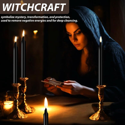 24 Pack Black Spell Chime Candles – Premium Mini Unscented Taper Candles for Rituals, Prayer, Meditation, Altar, Spells – 4" Tall – Ideal for Witches & Spiritual Practices
