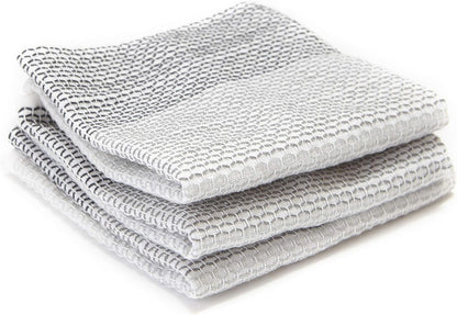 Full Circle Tidy 100% Organic Cotton Dish Cloths 3 Pack - Absorbent, Reusable, Kitchen Towels, Eco-Friendly, Machine Washable - Gray