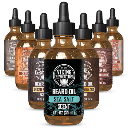 Viking Revolution Sandalwood Beard Oil for Men - Natural Mens Beard Oil with Argan Oil and Jojoba Oil - Beard Softener, Strengthens and Moisturizes - Beard Conditioner for Men (Sandalwood, 1 Pack)