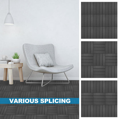 ToLanbbt Plastic Interlocking Deck Tiles 36 Pack 12"x12" Waterproof Indoor Outdoor Composite Patio Flooring Decking Tiles All Weather Use for Patio Porch Balcony Backyard Poolside, Dark Grey