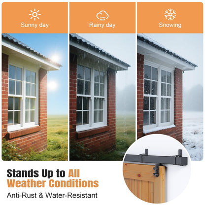 Easelife 10FT Exterior Sliding Barn Door Hardware Kit, Box Rail Track, 450lb Capacity, Black Weather-Resistant Steel, Wall Mount System for Outdoor Use, Fit Single 60in Door