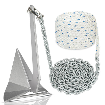 FUCNEN Boat Anchor Kit Hot Dipped Galvanized Steel Delta Anchor 13 Lb,1/2 Anchor Rope 150ft,1/4 G4 Galvanized Steel Marine Anchor Chain 15ft&Swivel,Windlass Anchor Rode-Rope/Chain Boat Anchor System