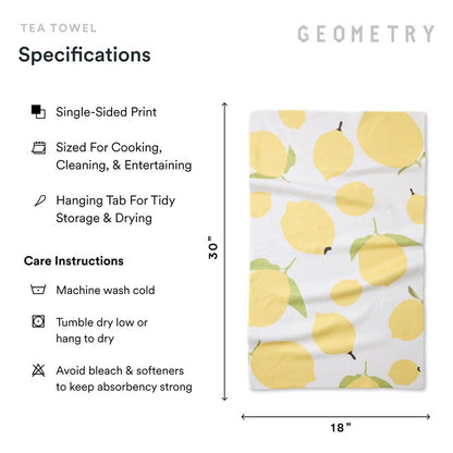 GEOMETRY Kitchen Tea Towels - Quick Dry Microfiber Dish Towels for Kitchen Sunny Lemons, 18" x 30" 1 Pack