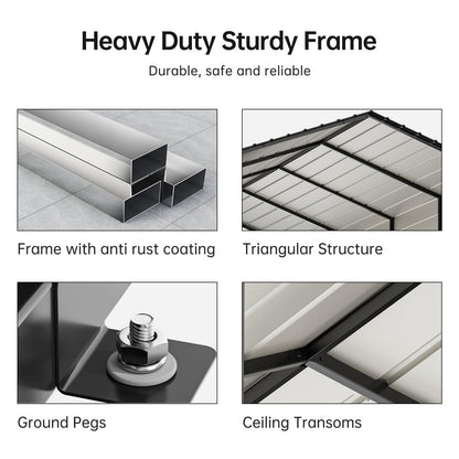 Metal Carport 10'x20'x8.8' Ft Heavy Duty Grey Galvanized Steel Roof Multi-Use Shelter Canopy with Metal Frame, Prefab Carport Garage for Cars, Boats, and Tractors