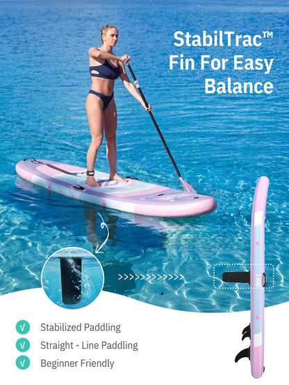 Niphean（Ultra-Light） Inflatable Paddle Board with StabilTrac Fin and Durable SUP Accessories, 10' Stand Up Paddle Boards for Adults & Youth, Versatile Yoga Paddle Board, Gift Ideas-Lavender Whispers