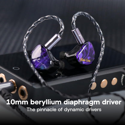 Linsoul Kiwi Ears Cadenza 10mm Beryllium Dynamic Driver IEM 3D Printed with Detachable Interchangeable Plug 0.78 2pin 3.5mm IEM Cable for Musician Audiophile (Purple)