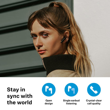Sennheiser ACCENTUM Open Wireless Earbuds, Open Ear Buds Design, Dynamic Sound & Bluetooth 5.3, IPX4 Splash Protection, 28 Hours Battery Life, USB-C Charging Case, Music, Phone Calls, Travel, Cream