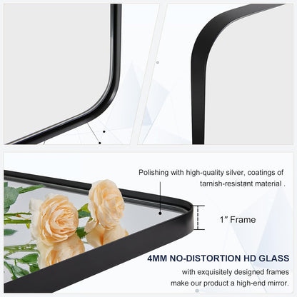 ANDY STAR Square Bathroom Mirror - 24”x24” Matte Black Metal Design with Rounded Corners | Versatile Hanging Options
