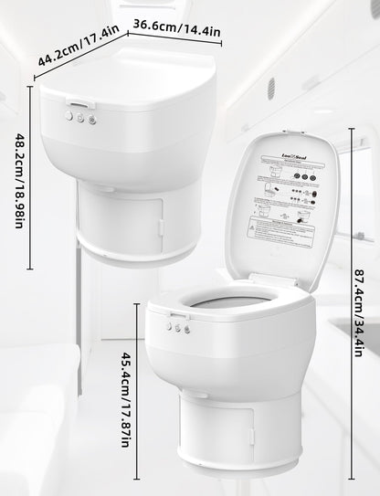 Modiwell Dry Flush RV Toilet, Waterless Self-Contained Rechargeable Sealing Toilet, Easier to Use, Ideal for RVs - Loo Seal R1808