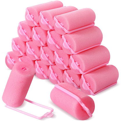 Geyoga 18 Pieces Sponge Hair Rollers Large Soft Foam Hair Styling Curlers Large Size Hairdressing Curlers for Women(Pink,1.6 x 2.8 Inches)