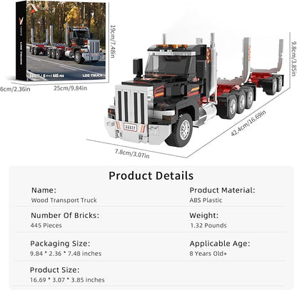 Xbert Logging Trucks Building Block Sets Wood Transport Timber Truck Farm Tractor Trailer Model Vehicles Toys Gift for Boys