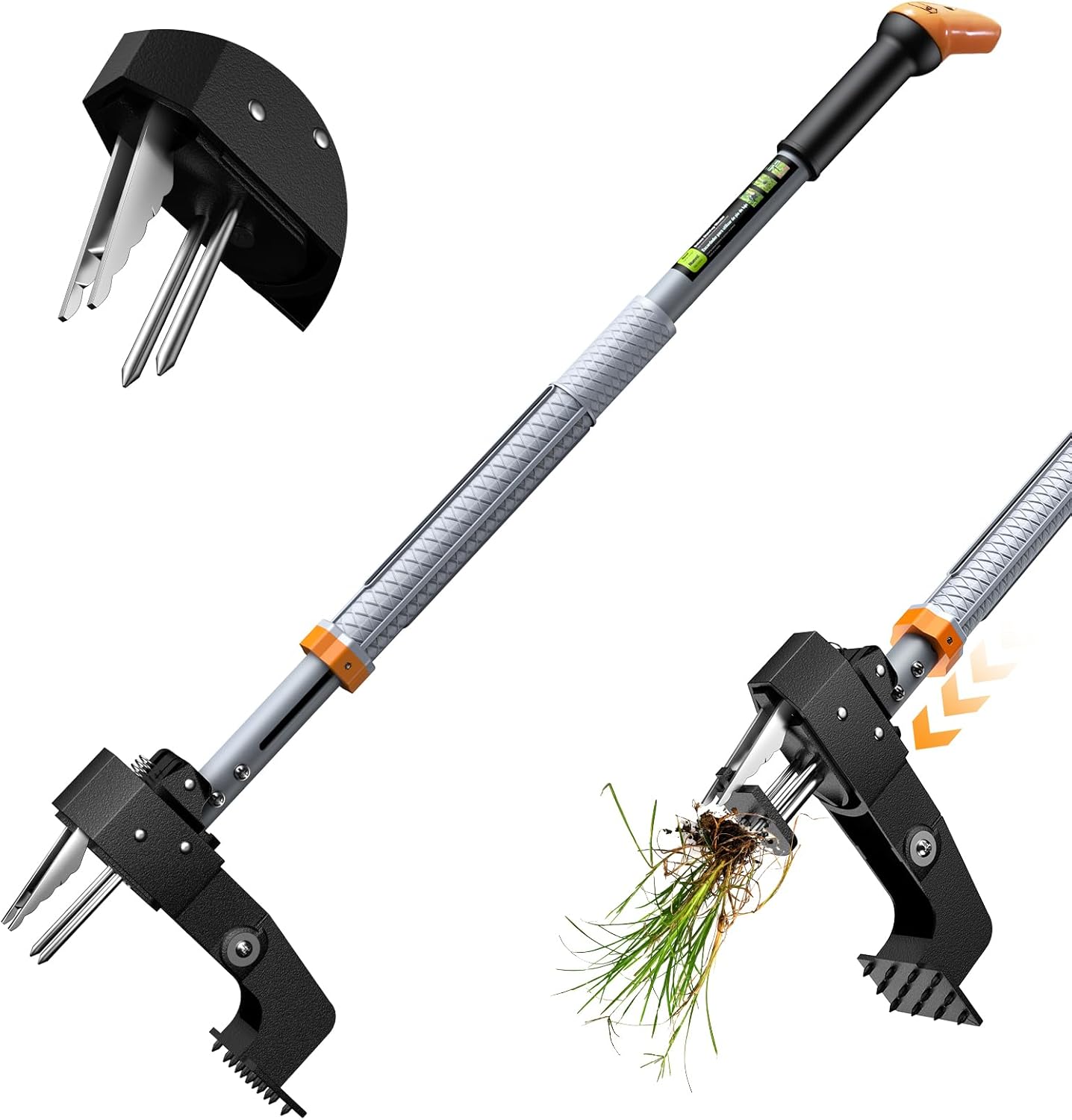 Stand Up Weed Puller Tool by [Brand Name] - 4-Claw Steel Head, 39"-46" Adjustable Handle for Easy Dandelion Removal