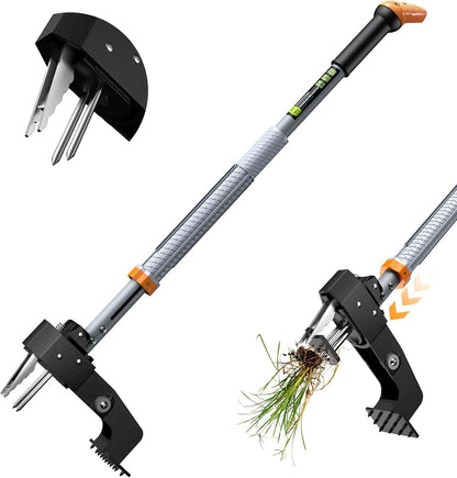 Stand Up Weed Puller Tool by [Brand Name] - 4-Claw Steel Head, 39"-46" Adjustable Handle for Easy Dandelion Removal