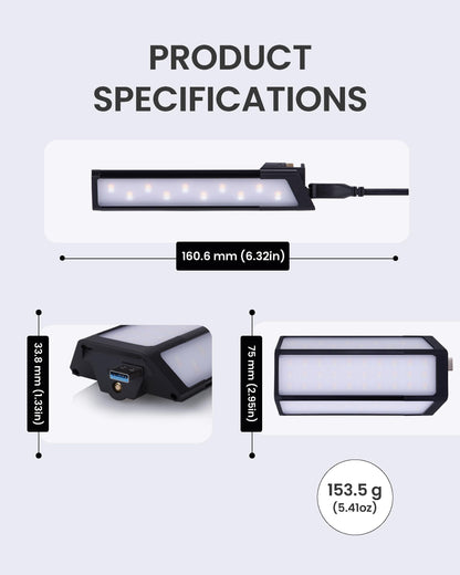 Claymore 3Face Pro Wing (Black) - Rechargeable Surface Area Light Bar for Camping, Tents, Canopies, Outdoor Events, Street Vendors, Work Lighting, Long-Lasting Battery. Adjustable Light Modes.