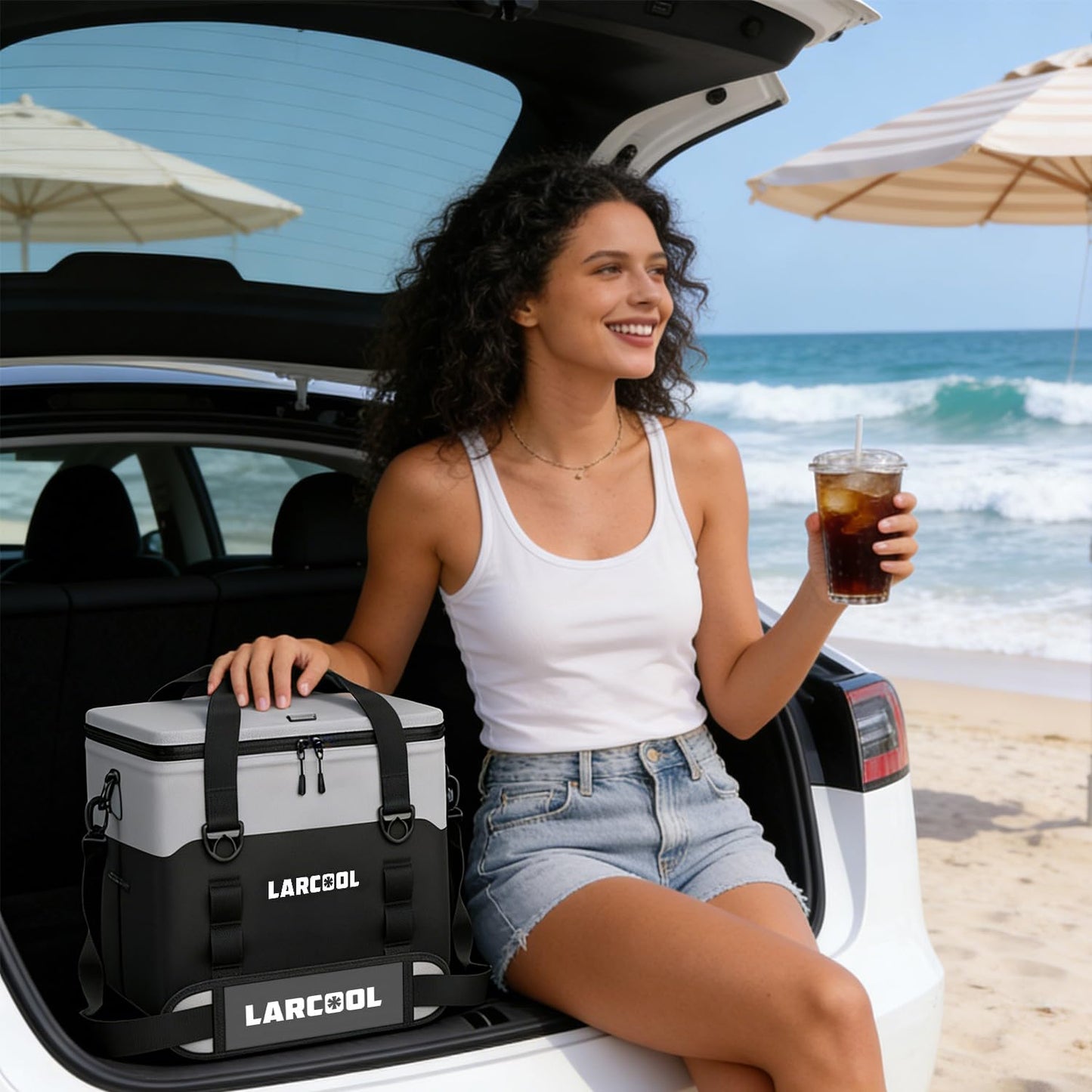 LARCOOL Ultra -Tough 24 Can Soft Cooler Bag | Insulated Waterproof Portable Ice Chest with Adjustable Strap | Large Leak-Proof Lunch Coolers Box for Beach | Travel | Camping | Car | Hiking