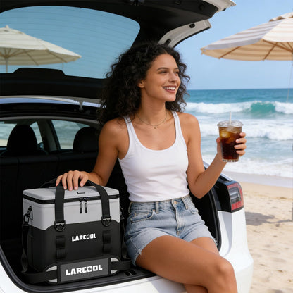 LARCOOL Ultra -Tough 24 Can Soft Cooler Bag | Insulated Waterproof Portable Ice Chest with Adjustable Strap | Large Leak-Proof Lunch Coolers Box for Beach | Travel | Camping | Car | Hiking